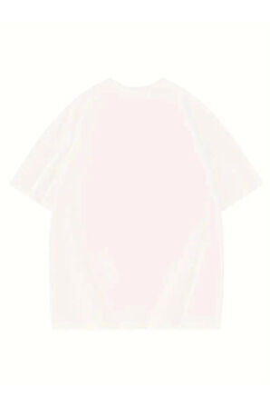 Thousand Baskılı Oversize Bisiklet Yaka T-shirt - Beyaz