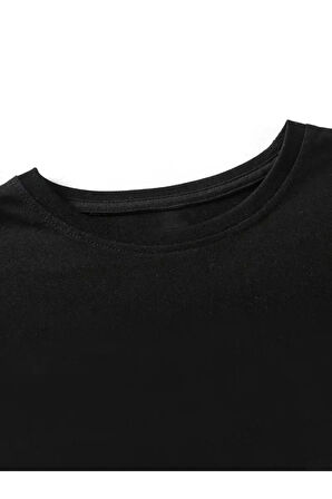 Baskılı Oversize Bisiklet Yaka T-shirt - Siyah