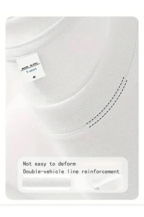 Baskılı Oversize Bisiklet Yaka T-shirt - Beyaz