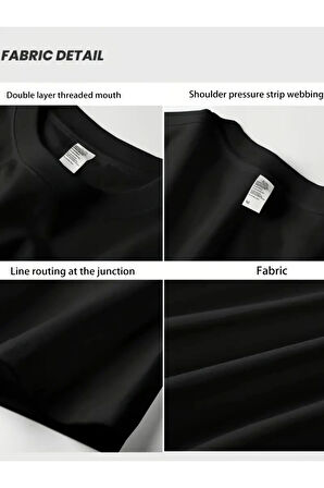 Baskılı Oversize Bisiklet Yaka T-shirt - Siyah