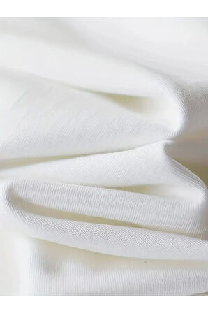 Baskılı Oversize Bisiklet Yaka T-shirt - Beyaz