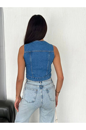 Kot Jeans Yelek - Mavi