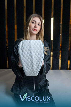 Diz Arası Ortopedik Yastık - V Model Diz Arası Yastık Visco Yastık Mavi 25x25x15