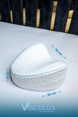 Diz Arası Ortopedik Yastık - V Model Diz Arası Yastık Visco Yastık Mavi 25x25x15