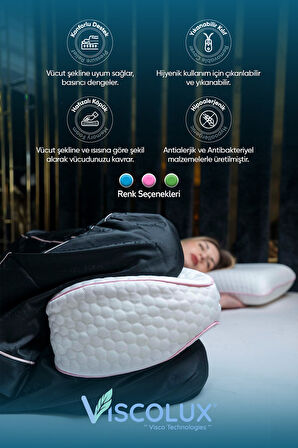 Diz Arası Ortopedik Yastık - V Model Diz Arası Yastık Visco Yastık Mavi 25x25x15