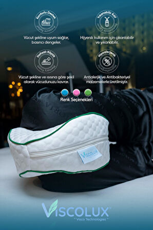 Diz Arası Ortopedik Yastık - V Model Diz Arası Yastık Visco Yastık Mavi 25x25x15