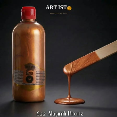 ART IST DAZZLE Metalik Sedefli ve Vernikli Akrilik Boya 500 ml - 622 Alaşımlı Bronz