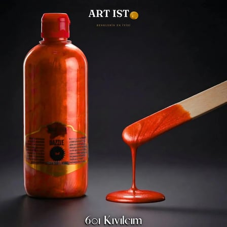 ART IST DAZZLE Metalik Sedefli ve Vernikli Akrilik Boya 500 ml - 601 Kıvılcım