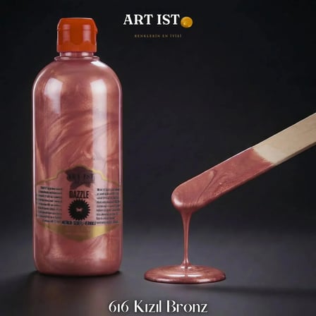 ART IST DAZZLE Metalik Sedefli ve Vernikli Akrilik Boya 500 ml - 616 Kızıl Bronz