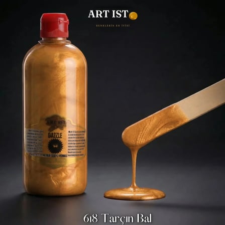 ART IST DAZZLE Metalik Sedefli ve Vernikli Akrilik Boya 500 ml - 618 Tarçın Bal