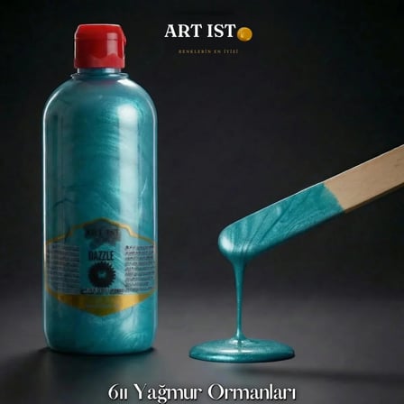 ART IST DAZZLE Metalik Sedefli ve Vernikli Akrilik Boya 500 ml - 611 Yağmur Ormanları
