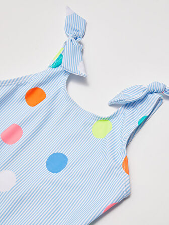 Puantiye Desenli Kız Çocuk Mayo