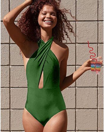 HAKİ BOYUNDAN ÇARPRAZ BAĞLAMALI MAYO DB200567M