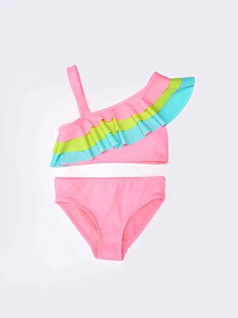 Renkli volanlı kız çocuk bikini takım DB200617BT
