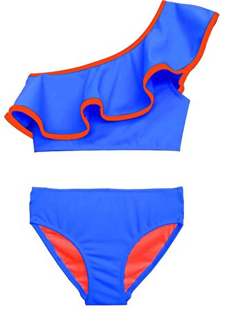 Saks Turuncu biyeli kız çocuk bikini takım DB200621BT