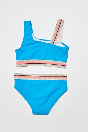 Mavi simli askılı kız çocuk bikini takım DB200716BT
