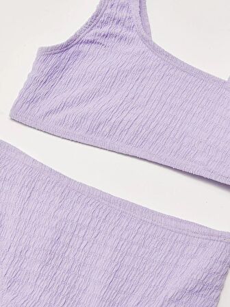 Dokulu kumaş kız çocuk bikini takım