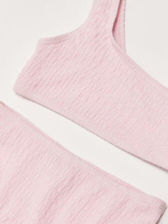 Dokulu kumaş kız çocuk bikini takım