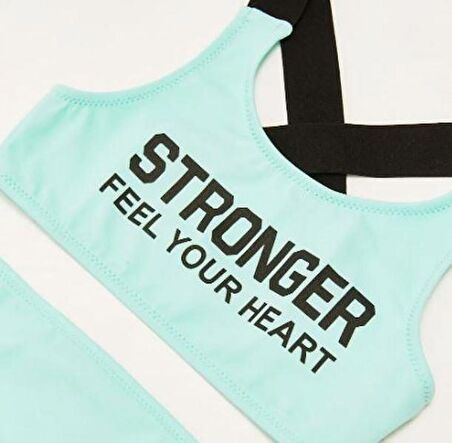 Yazı baskılı kız çocuk bikini takım DB200773BT