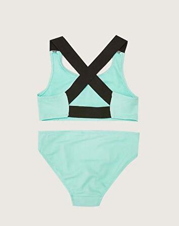 Yazı baskılı kız çocuk bikini takım DB200773BT