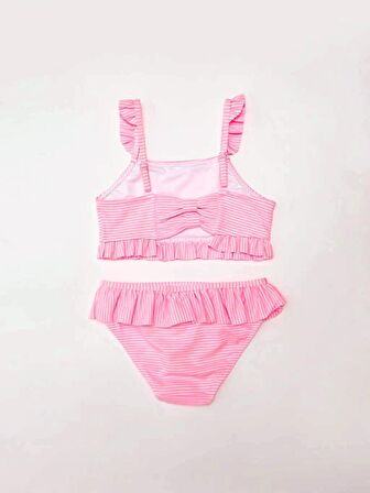 Çizgili fırfırlı kız çocuk bikini takım