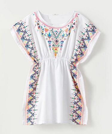 Beyaz baskılı dokuma kız çocuk Pareo DB200785PL