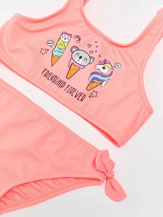 Fiyonklu kız çocuk bikini takım