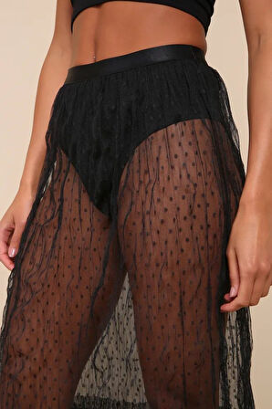 Fırıfırlı uzun dantel etek