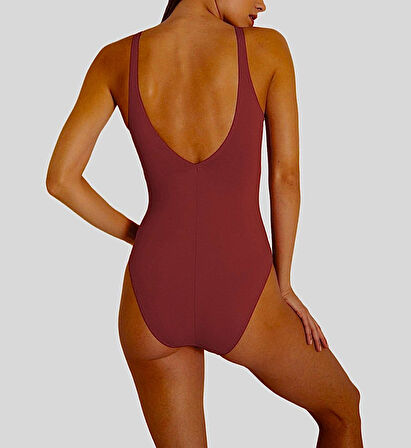 Dekoltesi geçme detaylı toparlayıcı mayo