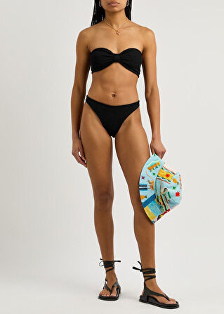 Straplez Dokulu kumaş Bikini Takım