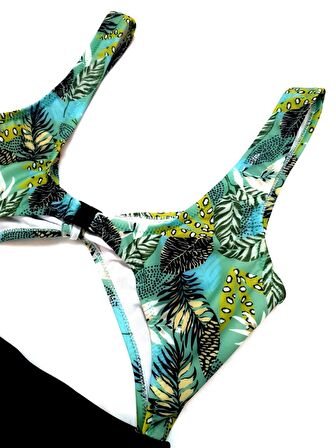 DB20097M FİYONKLU ÖNÜ PENCERELİ YEŞİL BASKILI MAYO