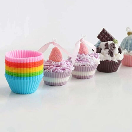 Renkli Silikon Yeniden Kullanılabilir Cupcake Muffin Kabı 