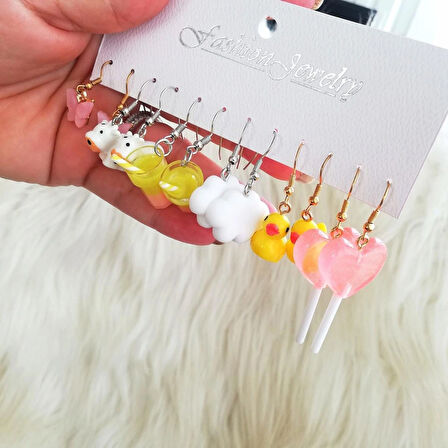 6'lı Renkli Küpe Seti