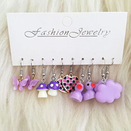 5'li Lila Küpe Seti 1