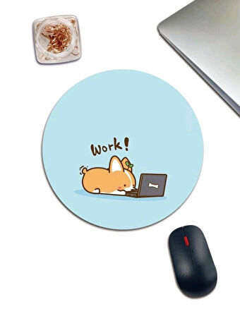 Work Köpek Desenli Mouse Pad