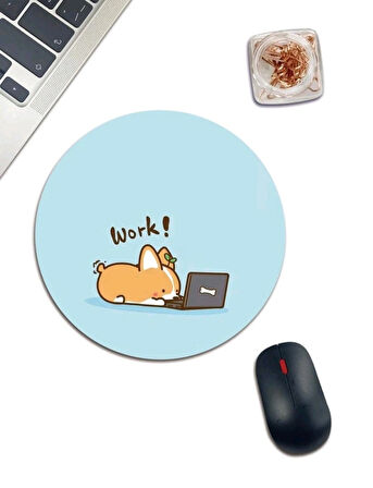 Work Köpek Desenli Mouse Pad