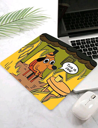 This is fine Yazılı Karikatür Desenli Mouse Pad