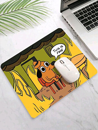 This is fine Yazılı Karikatür Desenli Mouse Pad