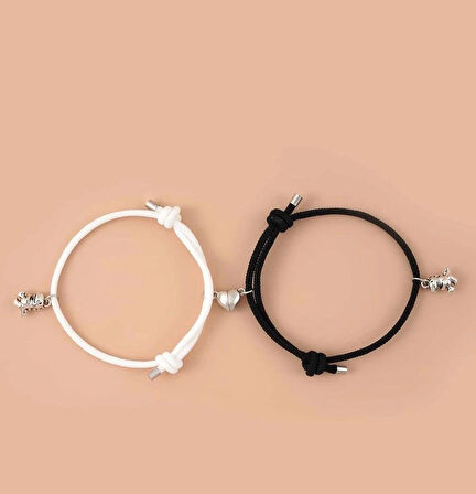 Çiftli Dinozor Mıknatıslı Kalpli Biıleklik