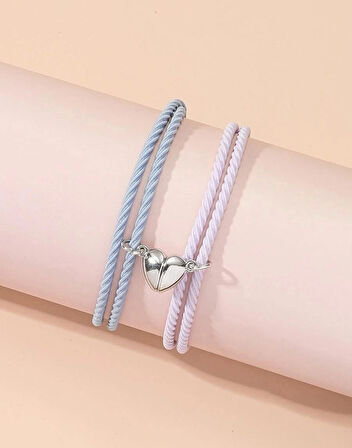 Mavi Lila Kalpli Mıknatıslı İkili Bileklik