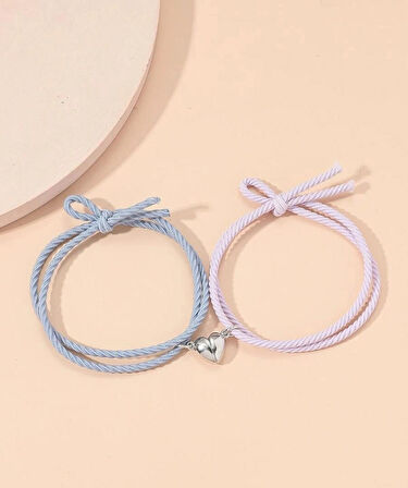 Mavi Lila Kalpli Mıknatıslı İkili Bileklik