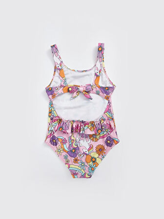 Baskılı Fırfır Detaylı Kız Çocuk Mayo