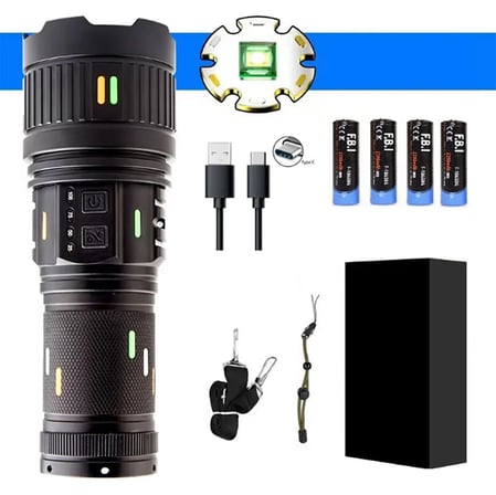 Pro F-3001 Alüminyum TG LED Güç Göstergeli Type-C Şarjlı El Feneri 100 W iegxx