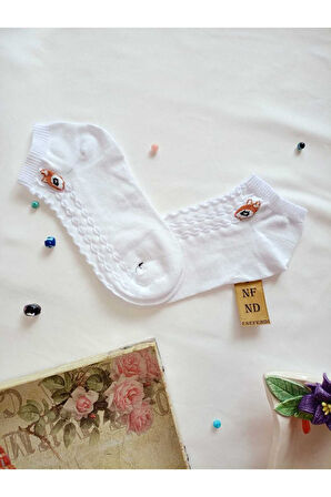 3 ÇİFT DİKİŞSİZ PATİK ÇORAP PAMUKLU KISA KONÇ DESENLİ KADIN ÇORABI 36-40 BEYAZ KAHVERENGİ