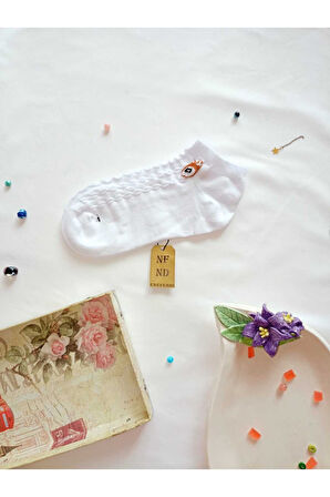 3 ÇİFT BURUN DİKİŞSİZ ÇORAP PATİK PAMUKLU KISA KONÇ DESENLİ KADIN ÇORABI 36-40 BEYAZ SÜT KAHVE