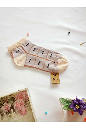 3 ÇİFT BURUN DİKİŞSİZ ÇORAP PATİK PAMUKLU KISA KONÇ DESENLİ KADIN ÇORABI 36-40 BEYAZ SÜT KAHVE