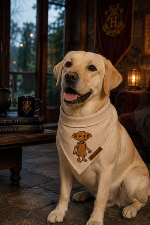 Köpek Fuları, Büyük Irklara Özel, Tek Ebat, Keten, El Yapımı Özel Seri Dobby Baskılı Köpek Fuları