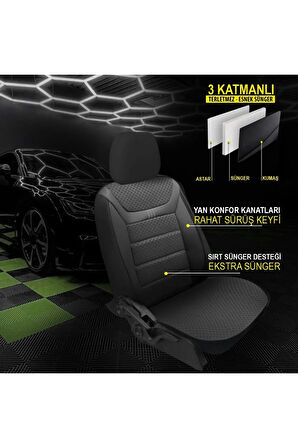 KZY UNİVERSAL JASPER GRİ Opel Corsa D Uyumlu Oto Koltuk Kılıfı