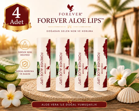 Forever Aloe Lips Aloe Vera ve Jojoba Yağı İçeren Dudak Koruyucu 4 x 4,25 g