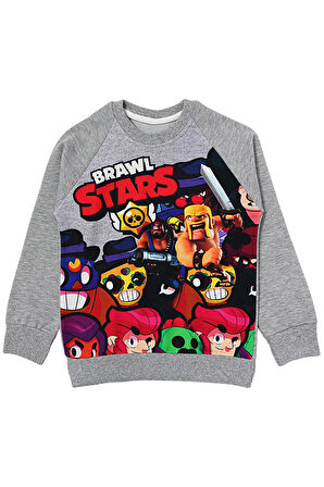 Gri BRAWL STARS Erkek Çocuk Sweatshirt